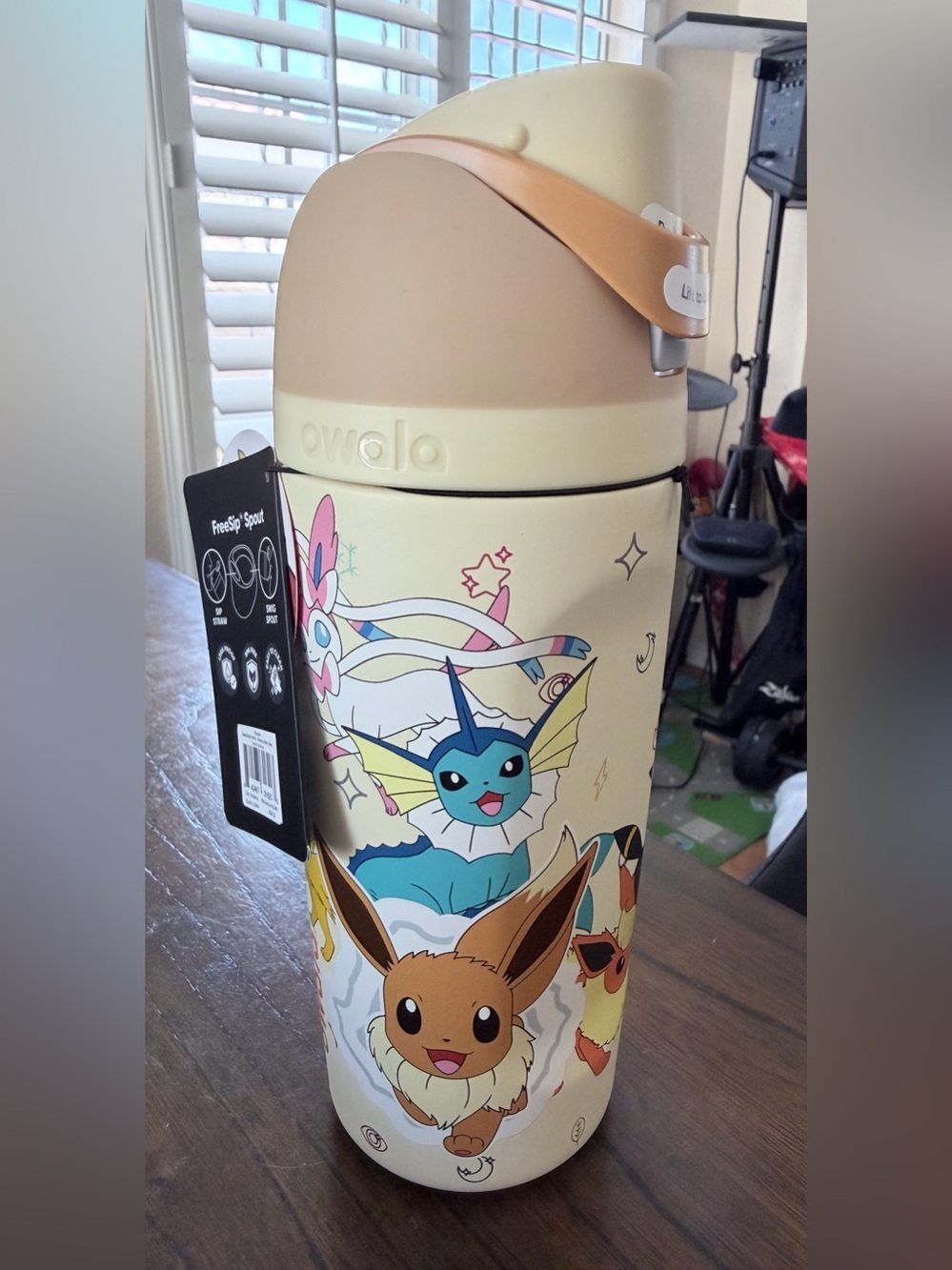 Owala Kids Beige & Tan Pokémon Stainless Bottle with Strap- Eevie